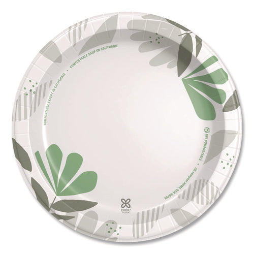 Image of Dixie® Pathways Soak Proof Shield Heavyweight Paper Plates, WiseSize, 10.13" dia, Green/Burgundy, 500/Carton