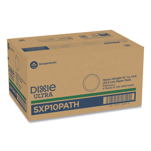 Image of Dixie® Pathways Soak Proof Shield Heavyweight Paper Plates, 10.13" Dia, Green/burgundy, 125/pack