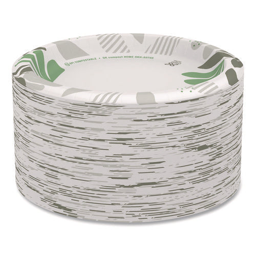 Image of Dixie® Pathways Soak Proof Shield Heavyweight Paper Plates, 8.5" Dia, Green/burgundy, 125/pack