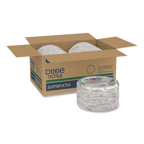 Image of Dixie® Pathways Soak Proof Shield Heavyweight Paper Plates, Wisesize, 8.5" Dia, Green/burgundy, 500/carton