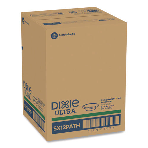 Image of Dixie® Pathways Heavyweight Paper Bowls, 12 Oz, Green/burgundy, 1,000/carton