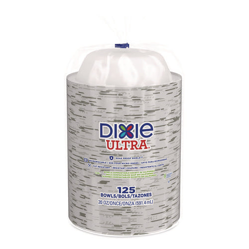 Image of Dixie® Pathways Heavyweight Paper Bowls, 20 Oz, White/green/burgundy, 125/pack