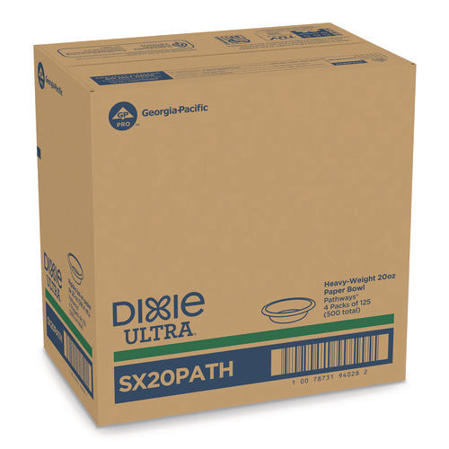 Image of Dixie® Pathways Heavyweight Paper Bowls, 20 Oz, White/green/burgundy, 125/pack
