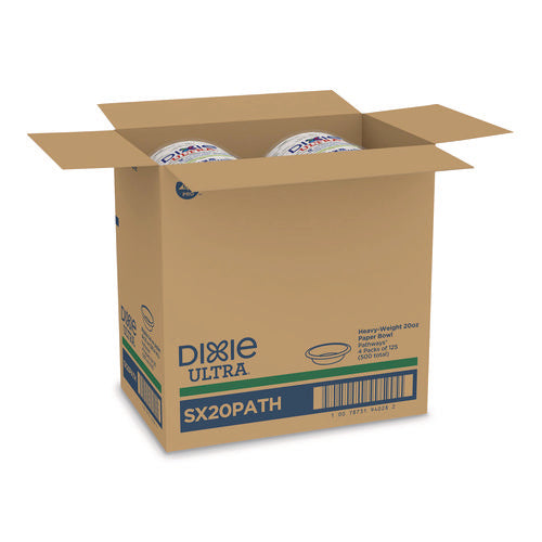 Image of Dixie® Pathways Heavyweight Paper Bowls, 20 Oz, White/green/burgundy, 125/pack