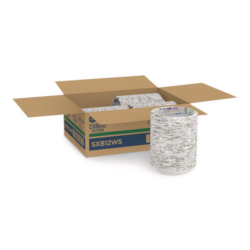 Image of Dixie® Pathways Heavyweight Paper Bowls, Wisesize, 12 Oz, Green/burgundy, 125/pack