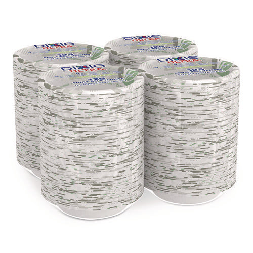 Image of Dixie® Pathways with Soak Proof Shield Heavyweight Paper Bowls, WiseSize, 12 oz, Green/Burgundy, 125/Pack, 4 Packs/Carton