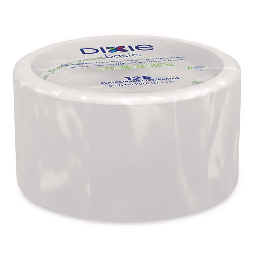 Image of Dixie® Paper Dinnerware, Plate, 8.5" dia, White, 125/Pack
