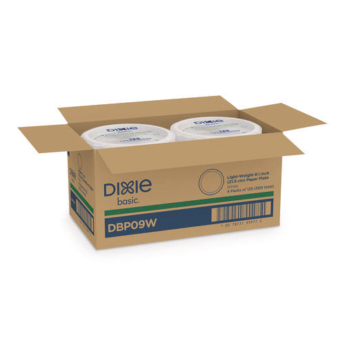 Image of Dixie® Paper Dinnerware, Plate, 8.5" dia, White, 125/Pack