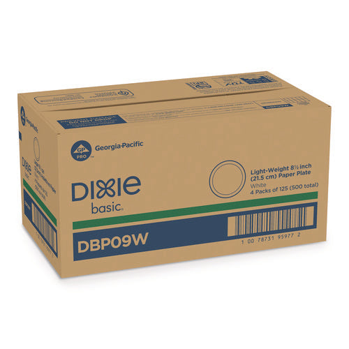 Image of Dixie® Paper Dinnerware, Plate, 8.5" dia, White, 125/Pack