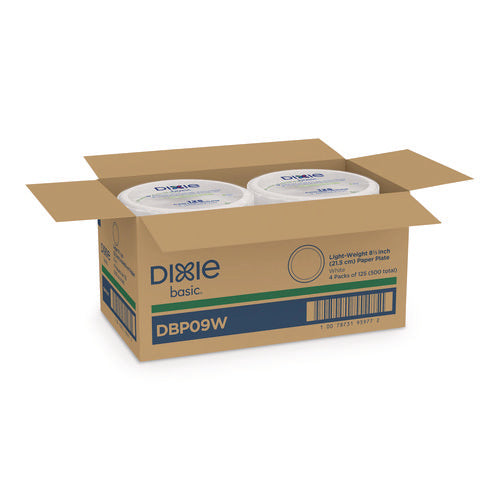 Image of Dixie® Paper Dinnerware, Plate, 8.5" dia, White, 125/Pack, 4/Carton