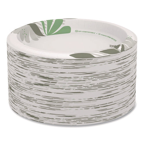 Image of Dixie® Pathways Soak-Proof Shield Mediumweight Paper Plates, 8.5" dia, Green/Burgundy, 1,000/Carton
