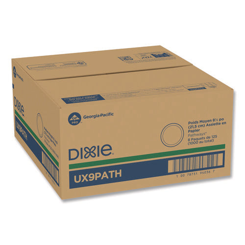 Image of Dixie® Pathways Soak-Proof Shield Mediumweight Paper Plates, 8.5" dia, Green/Burgundy, 1,000/Carton