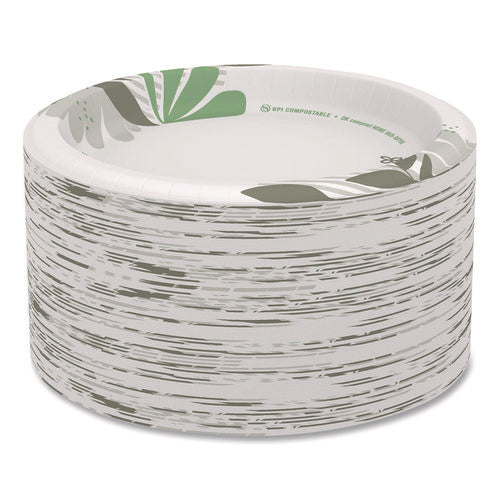 Image of Dixie® Pathways Soak-Proof Shield Mediumweight Paper Plates, 8.5" Dia, Green/burgundy, 125/pack