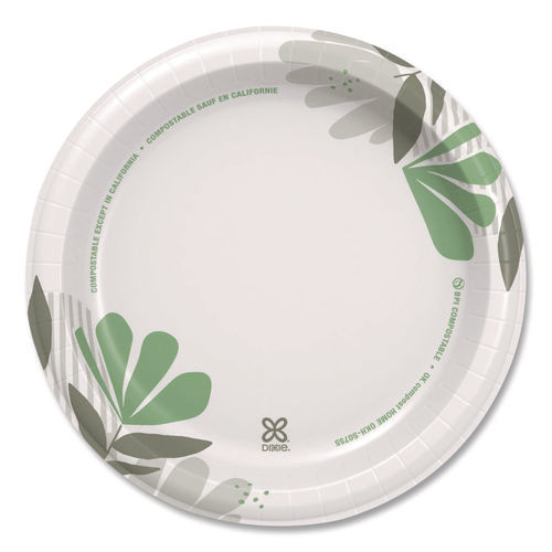 Image of Dixie® Pathways Soak-Proof Shield Mediumweight Paper Plates, Wisesize, 8.5" Dia, Green/burgundy, 125/pack
