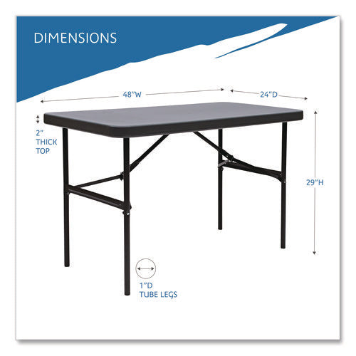 Image of Iceberg IndestrucTable Commercial Folding Table, Rectangular, 48" x 24" x 29", Charcoal Top, Charcoal Base/Legs