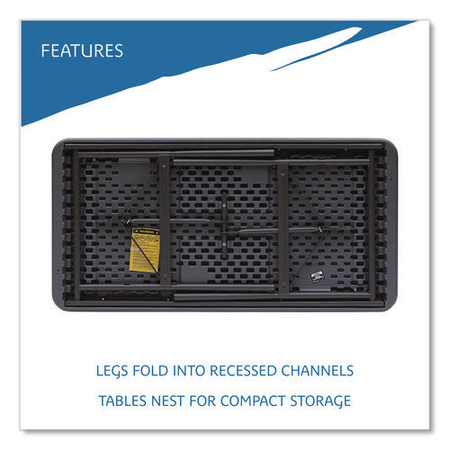 Image of Iceberg IndestrucTable Commercial Folding Table, Rectangular, 48" x 24" x 29", Charcoal Top, Charcoal Base/Legs