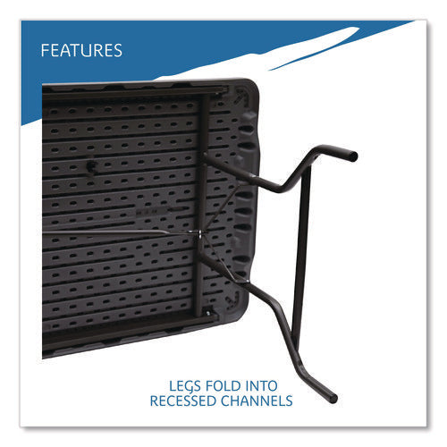 Image of Iceberg IndestrucTable Commercial Folding Table, Rectangular, 72" x 30" x 29", Charcoal Top, Charcoal Base/Legs