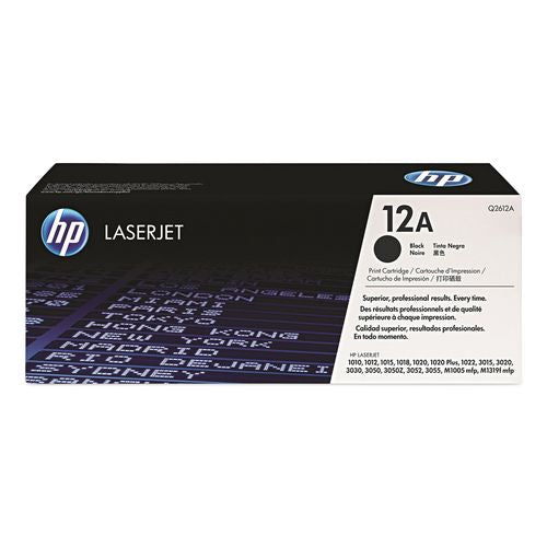 Image of HP HP 12a, (q2612a) Black Original Laserjet Toner Cartridge