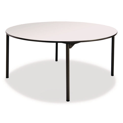 Image of Iceberg Maxx Legroom Wood Folding Table, Round, 60" x 29.5", Gray/Charcoal