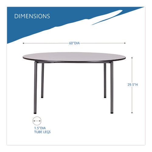 Image of Iceberg Maxx Legroom Wood Folding Table, Round, 60" x 29.5", Gray/Charcoal