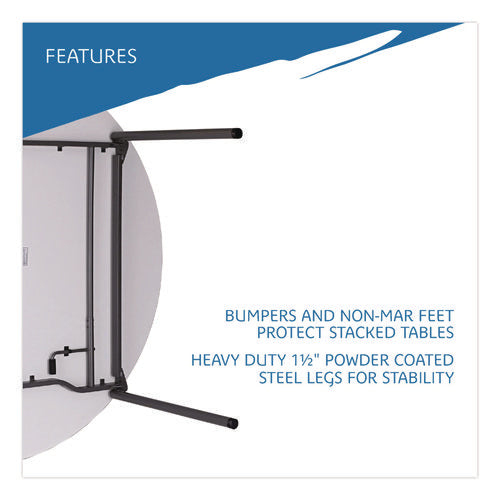 Image of Iceberg Maxx Legroom Wood Folding Table, Round, 60" x 29.5", Gray/Charcoal