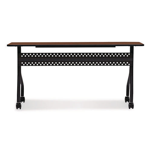 Image of Iceberg OfficeWorks Mobile Training Table, Rectangular, 60" x 18" x 29", Mahogany/Black