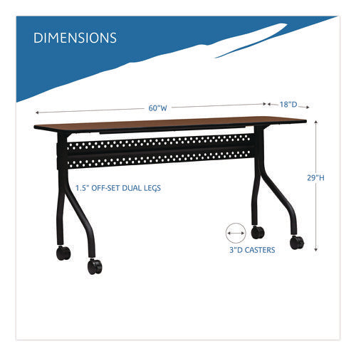 Image of Iceberg OfficeWorks Mobile Training Table, Rectangular, 60" x 18" x 29", Mahogany/Black
