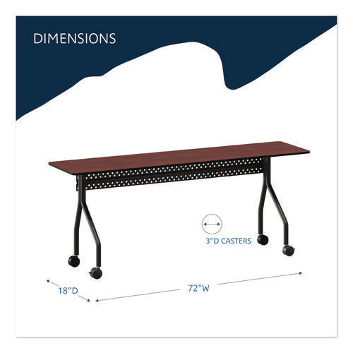 Image of Iceberg OfficeWorks Mobile Training Table, Rectangular, 72" x 18" x 29", Mahogany/Black