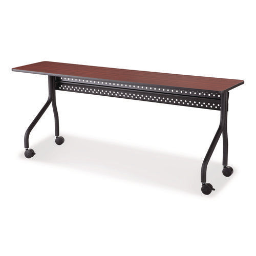 Image of Iceberg OfficeWorks Mobile Training Table, Rectangular, 72" x 18" x 29", Mahogany/Black