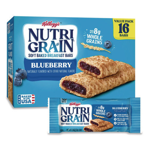 Image of Kellogg's® Nutri-Grain Soft Baked Breakfast Bars, Blueberry, Indv Wrapped 1.3 Oz Bar, 16/box