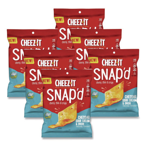 Image of Sunshine® Cheez-It Snap'd Crackers, Cheddar Sour Cream And Onion, 2.2 Oz Pouch, 6/pack