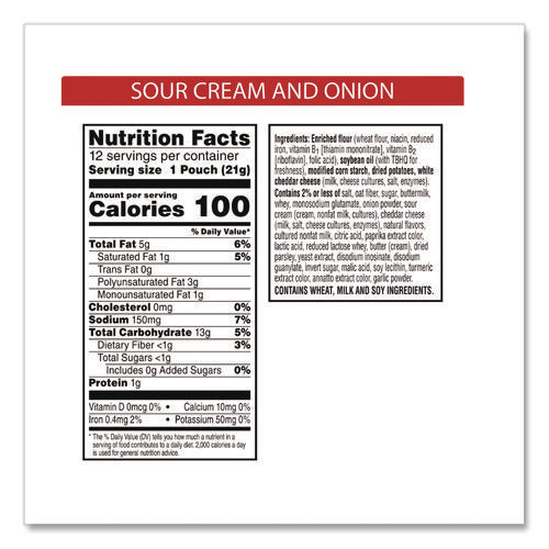 Image of Sunshine® Cheez-It Snap'd Crackers, Cheddar Sour Cream And Onion, 2.2 Oz Pouch, 6/pack