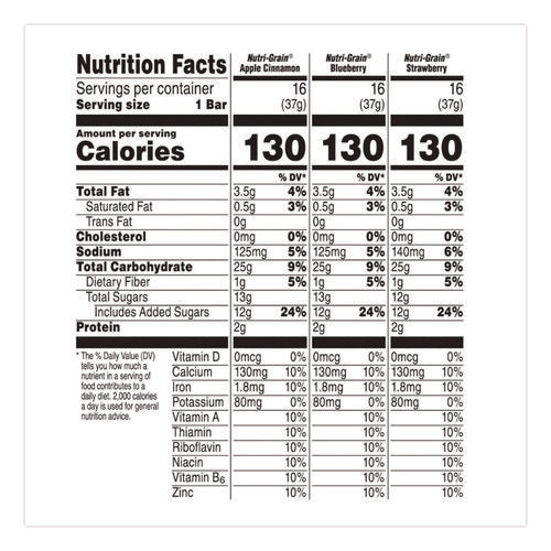 Image of Kellogg's® Nutri-Grain Soft Baked Breakfast Bars, Asstd: Apple, Blueberry, Strawberry, 1.3 Oz Bar, 48/carton