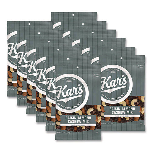 Image of Kar's Fresh Harvest Trail Mix, Raisin Almond Cashew, 4.5 Oz Bag, 12/box