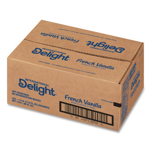 Image of International Delight® Flavored Liquid Non-Dairy Coffee Creamer, French Vanilla, 0.44 oz Mini Cups, 192/Carton