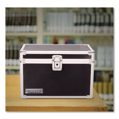 Image of Vaultz® Locking Index Card File, Holds 550 5 X 8 Cards, 8.75 X 5.5 X 5.75, Black
