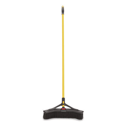 Image of Rubbermaid® Commercial Maximizer Push-To-Center Broom, Poly Bristles, 18 X 58.13, Steel Handle, Yellow/black
