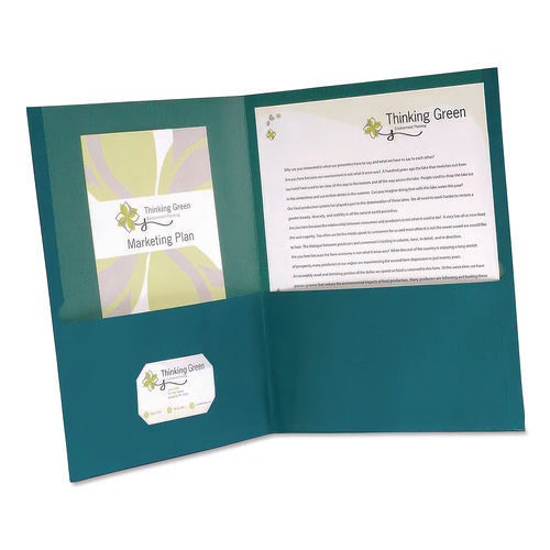 Image of Oxford Earthwise By Oxford 100% Recycled Paper Twin-Pocket Portfolio, 100-Sheet Capacity, 11 X 8.5, Blue 10/pack