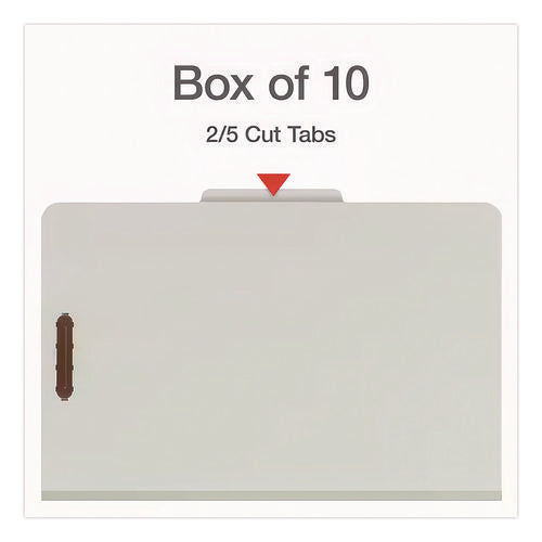 Image of Pendaflex® Four-Section Pressboard Classification Folders, 2" Expansion, 1 Divider, 4 Fasteners, Legal Size, Light Green, 10/Box