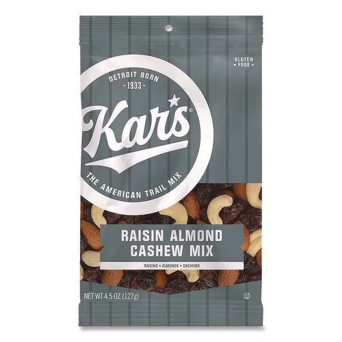 Image of Kar's Fresh Harvest Trail Mix, Raisin Almond Cashew, 4.5 Oz Bag, 12/box
