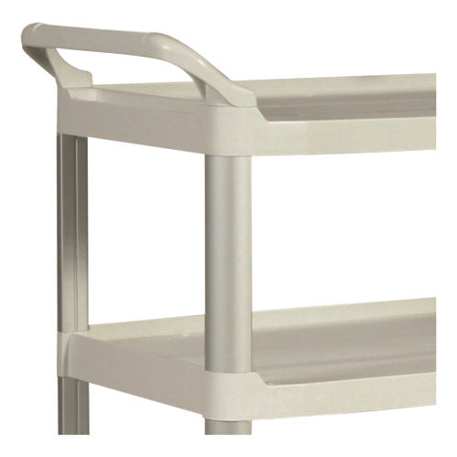 Image of Rubbermaid® Commercial Xtra Utility Cart with Open Sides, Plastic, 3 Shelves, 300 lb Capacity, 40.63" x 20" x 37.81", Off-White
