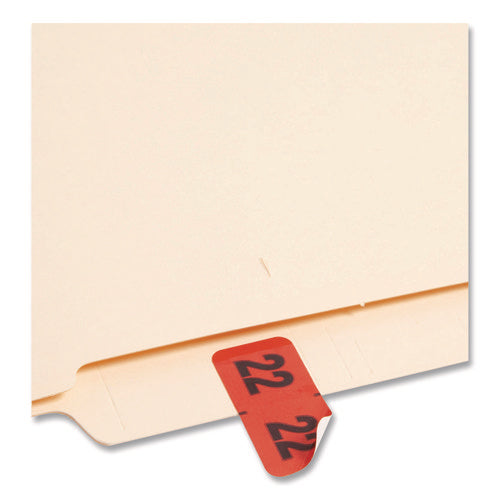 Image of Smead Yearly End Tab File Folder Labels, 22, 0.75 X 1.5, Red, 500 Labels/roll