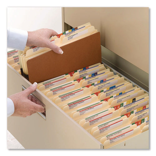 Image of Smead Redrope Drop-Front File Pockets with Fully Lined Gussets, 5.25" Expansion, Letter Size, Redrope, 10/Box