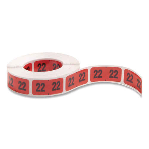 Image of Smead Yearly End Tab File Folder Labels, 22, 0.75 X 1.5, Red, 500 Labels/roll