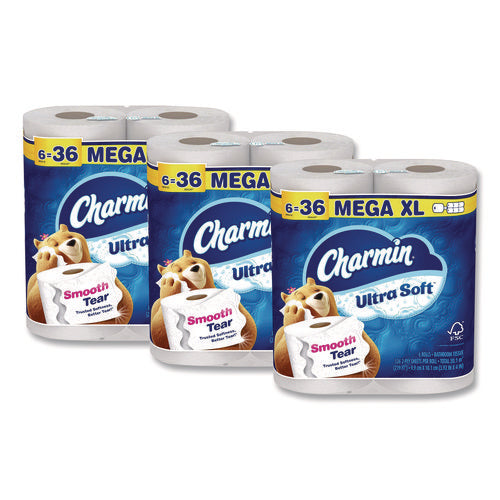 Image of Charmin® Ultra Soft Bathroom Tissue, Septic-Safe, 2-Ply, White, 336 Sheets/Roll, 18 Rolls/Carton