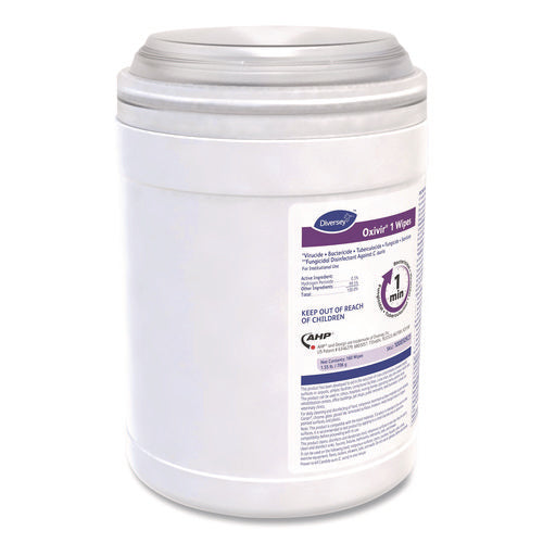 Image of Diversey Oxivir 1 Wipes, 1-Ply, 6 x 7, 160/Canister, 12 Canisters/Carton