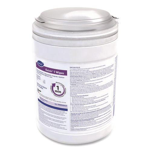 Image of Diversey Oxivir 1 Wipes, 1-Ply, 6 x 7, 160/Canister, 12 Canisters/Carton