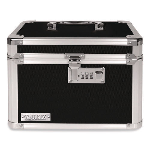 Image of Vaultz® Latching Lid Locking Personal Security Box, Combination Lock, 10 X 7.5 X 7.75, Plastic; Steel; Aluminum, Black