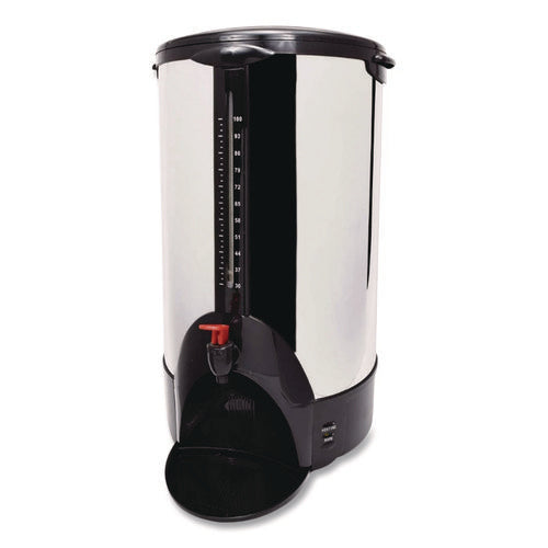 Image of Coffee Pro Home/business 100-Cup Double-Wall Percolating Urn, Stainless Steel