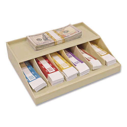 Image of CONTROLTEK® Coin Wrapper And Bill Strap Single-Tier Rack, 6 Compartments, 10 X 8.5 X 3, Steel, Pebble Beige
